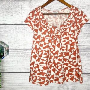 Motherhood Maternity Orange & White Textured Cotton Summer Top Size Medium